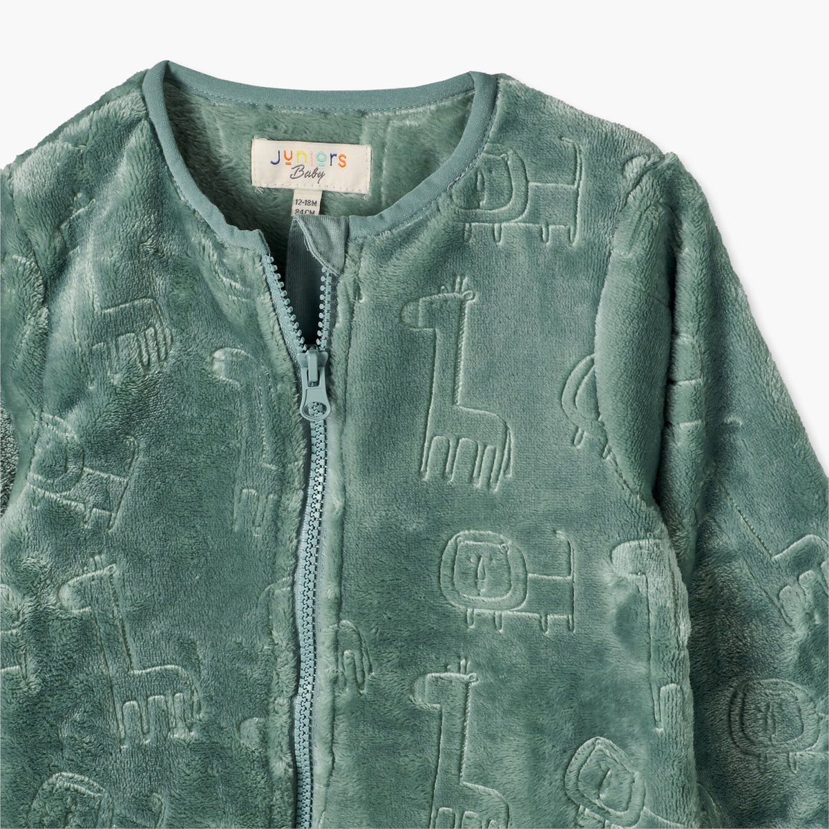 Juniors Crew Neck Long Sleeves Sleepsuit with Vehicle Embossing