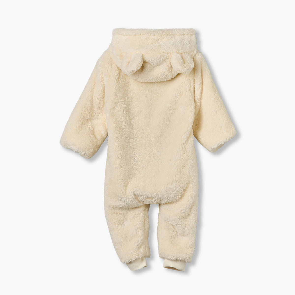 Juniors Plush Hooded Coverall with Embroidery Detail