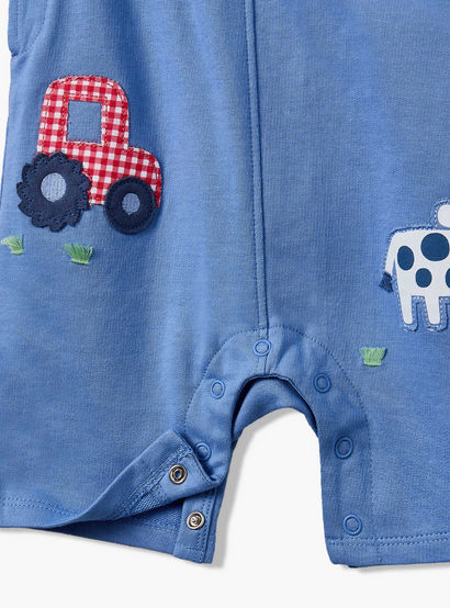 Juniors Round Neck Short Sleeves T-shirt and Dungaree Set with Applique-baby-boys-clothing-setsandcoords-image-8
