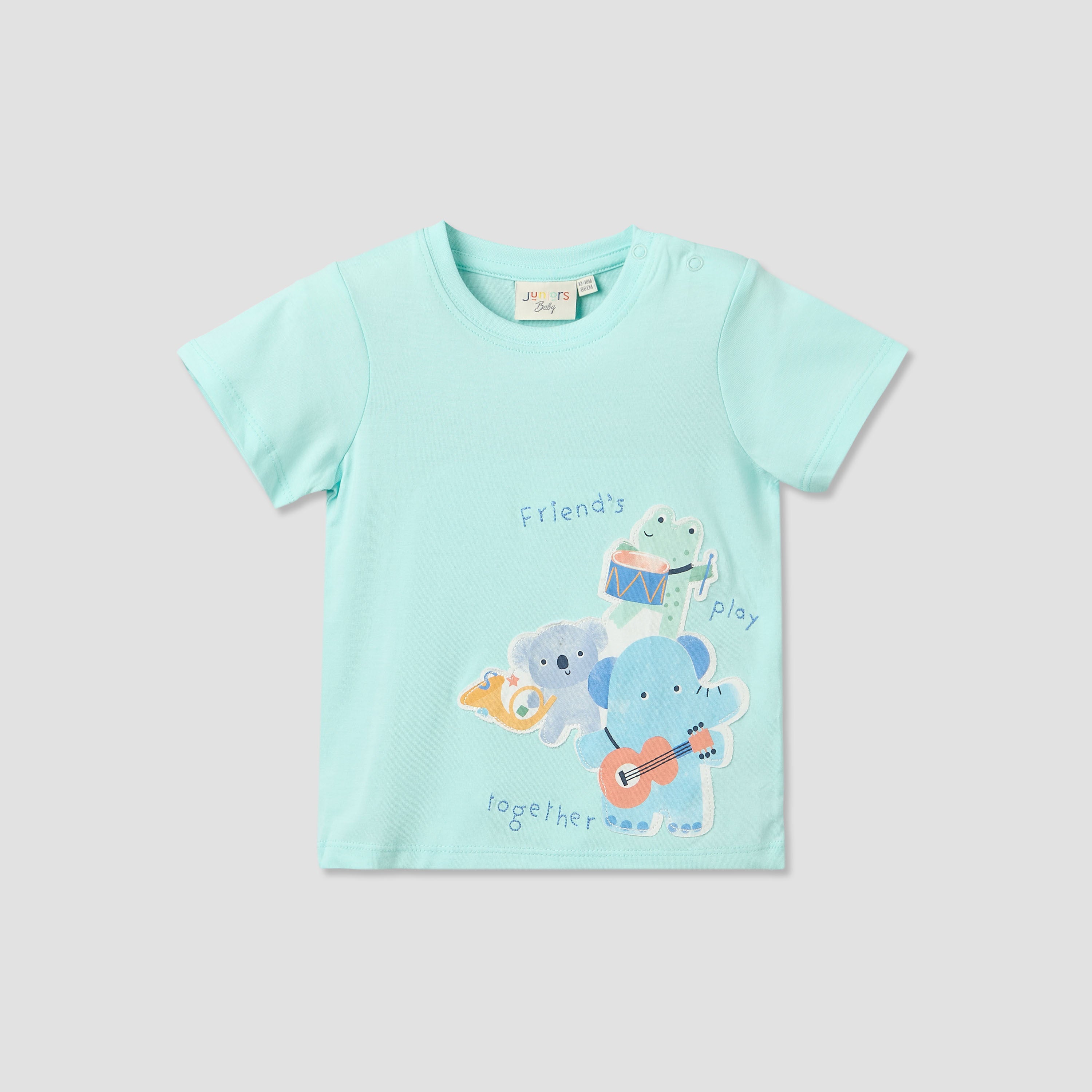 Set of 3 Juniors Round Neck Short Sleeves T-shirt and Shorts Set with Applique Detail