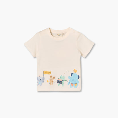 Set of 3 Juniors Round Neck Short Sleeves T-shirt and Shorts Set with Applique Detail