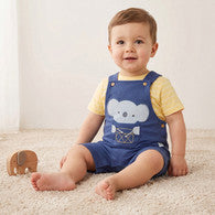 Juniors Crew Neck Short Sleeves T-shirt and Dungaree Set with Koala Applique-undefined-image-1