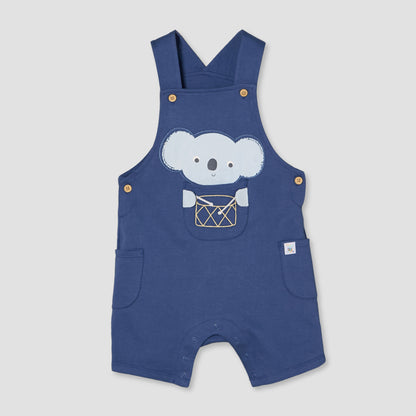 Juniors Round Neck Short Sleeves T-shirt and Dungaree Set with Drum Print