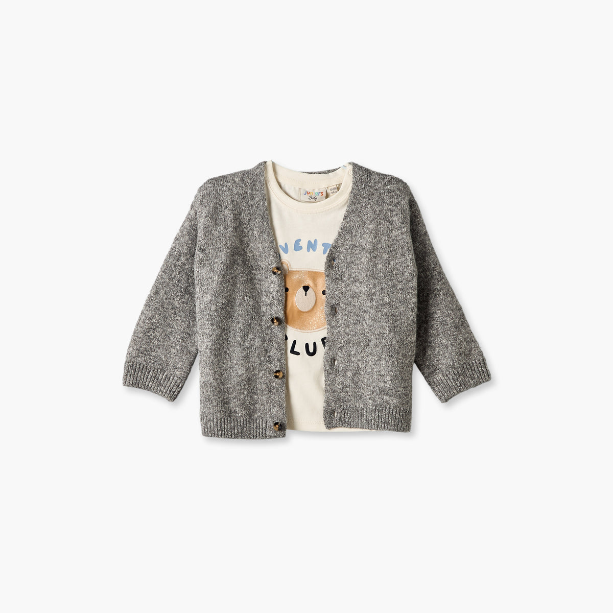 Set of 3 Juniors Crew Neck Long Sleeves T-shirt and Pants Set with Bear Print