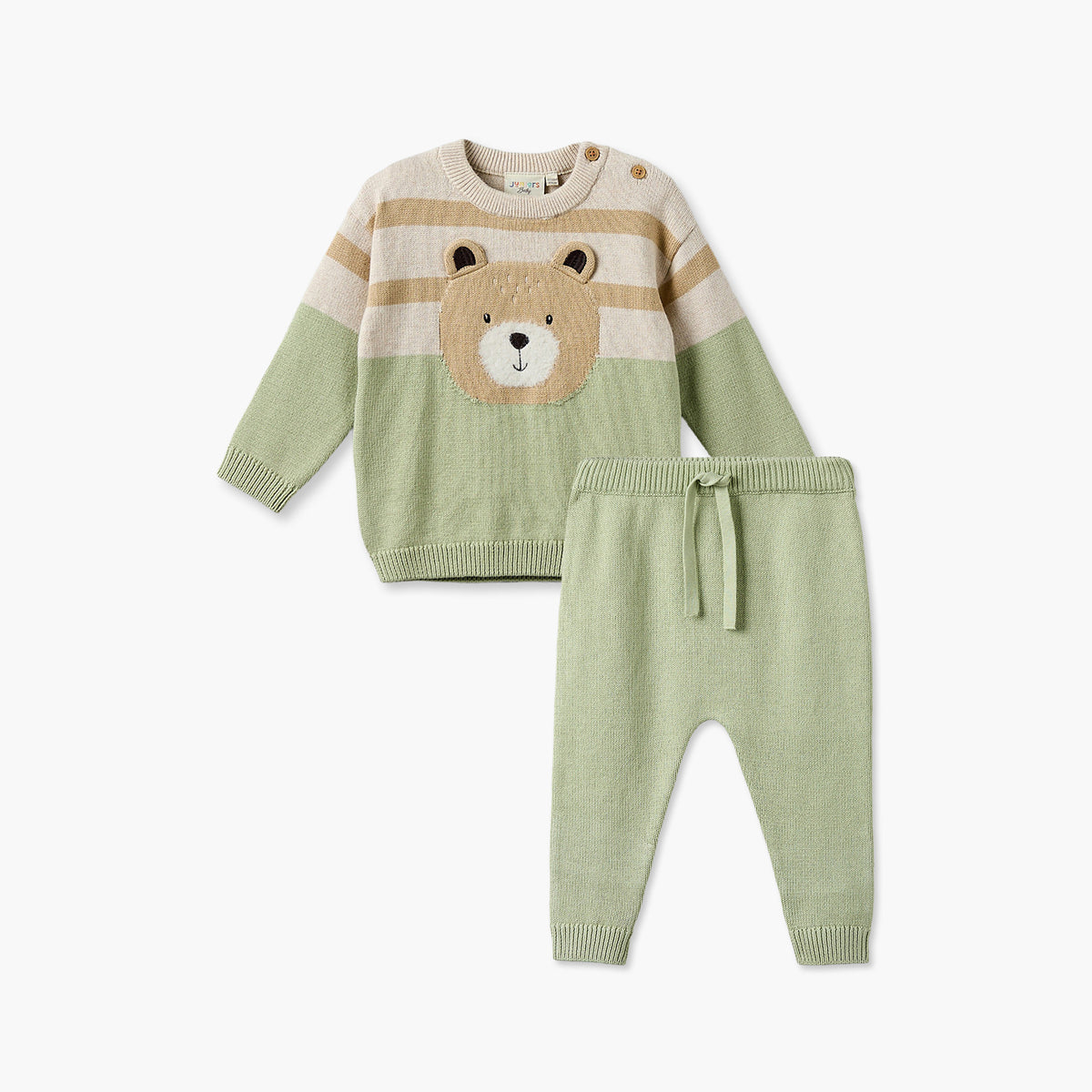 Juniors Crew Neck Long Sleeves Sweater and Pants Set with Bear Applique