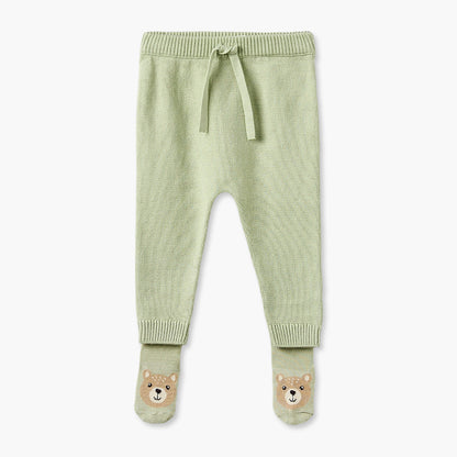 Juniors Crew Neck Long Sleeves Sweater and Pants Set with Bear Applique