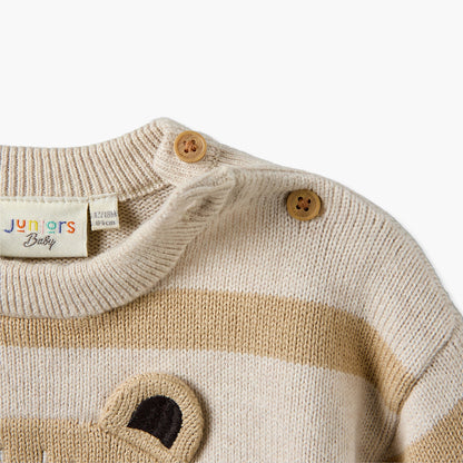 Juniors Crew Neck Long Sleeves Sweater and Pants Set with Bear Applique