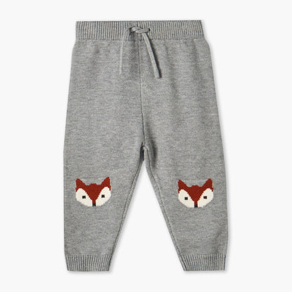 Juniors Crew Neck Long Sleeves Sweater and Pants Set with Fox Accent