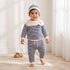 Juniors Crew Neck Long Sleeves Sweater and Joggers Set with Stripes - Grey / 12-18 mths