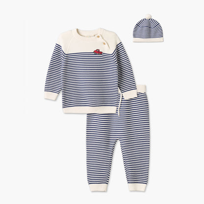 Juniors Crew Neck Long Sleeves Sweater and Joggers Set with Stripes