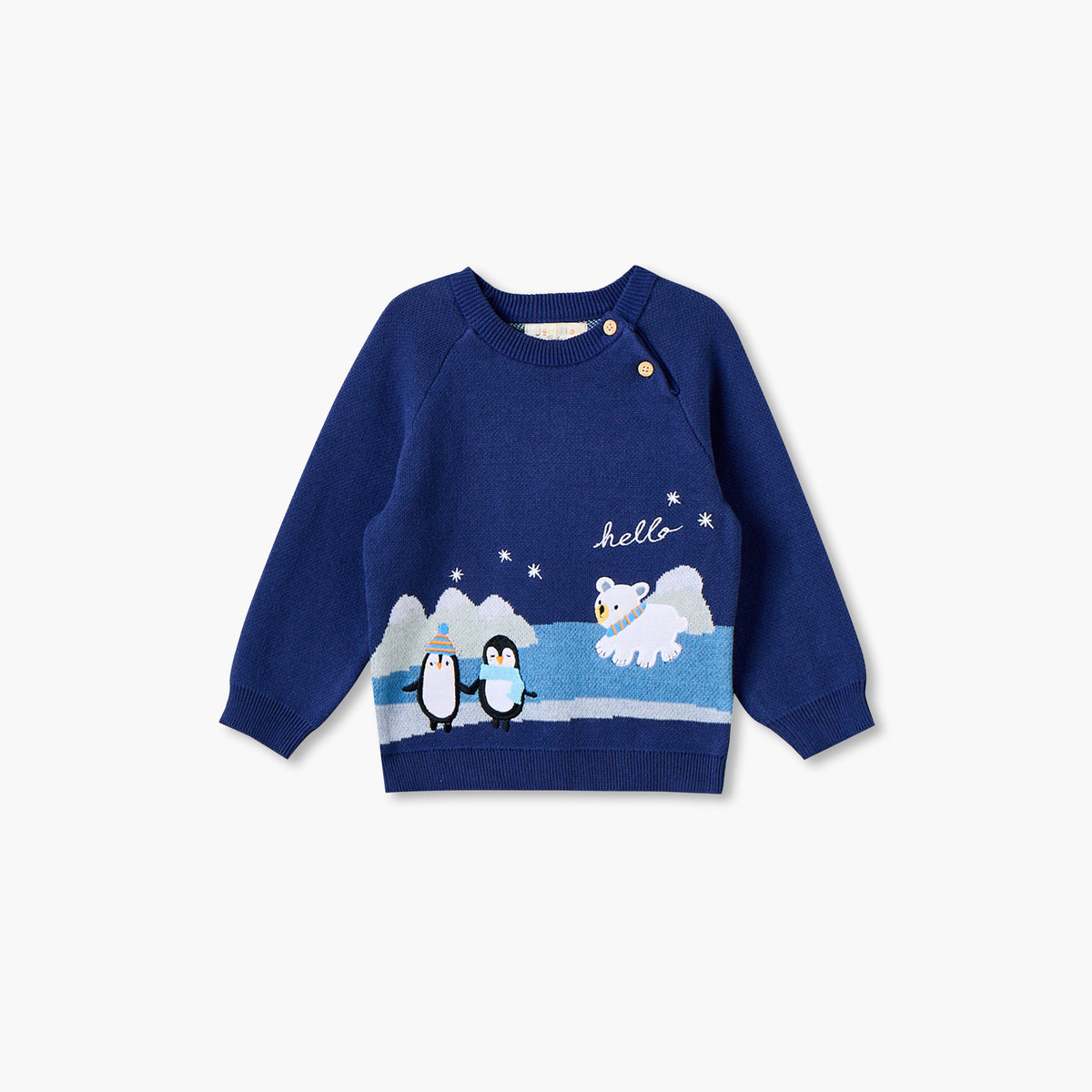 Juniors Crew Neck Long Sleeves Sweater and Pants Set with Penguin Applique