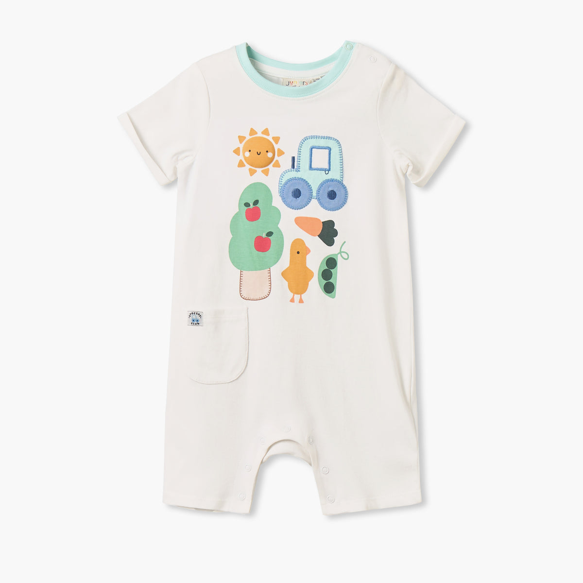 Pack of 2 Juniors Crew Neck Short Sleeves Romper with Farm Print