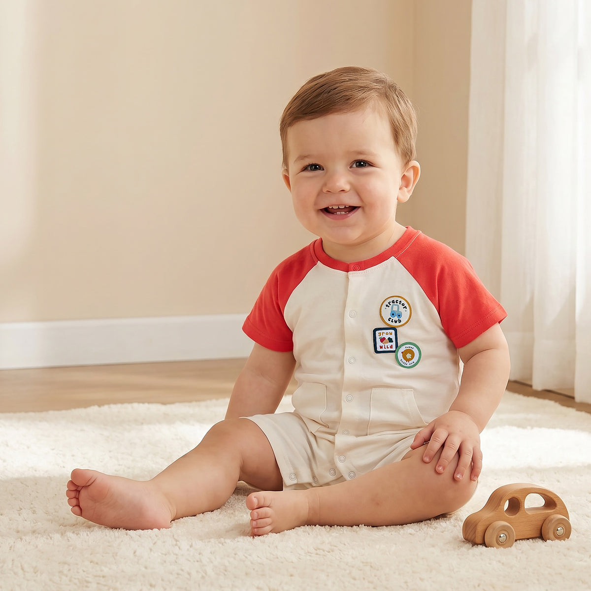 Pack of 2 Juniors Crew Neck Short Sleeves Romper with Farm Print