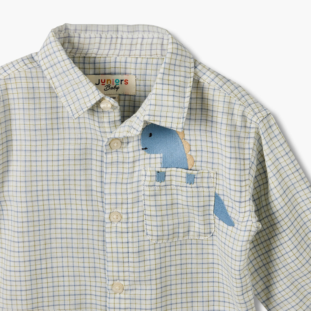 Juniors Long Sleeves Shirt with Dinosaur Embroidery