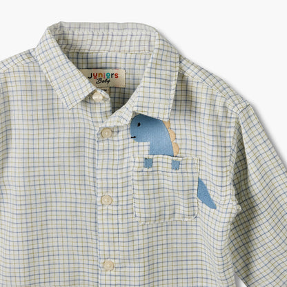 Juniors Long Sleeves Shirt with Dinosaur Embroidery