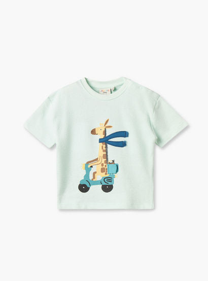 Juniors Crew Neck Short Sleeves T-shirt and Shorts Set with Giraffe Print-baby-boys-clothing-setsandcoords-image-3