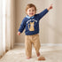 Juniors Collared Long Sleeves Sweatshirt and Pants Set with Leopard Applique