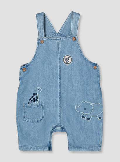Juniors Round Neck Short Sleeves T-shirt and Dungaree Set with Dinosaur Embroidery-baby-boys-clothing-setsandcoords-image-4