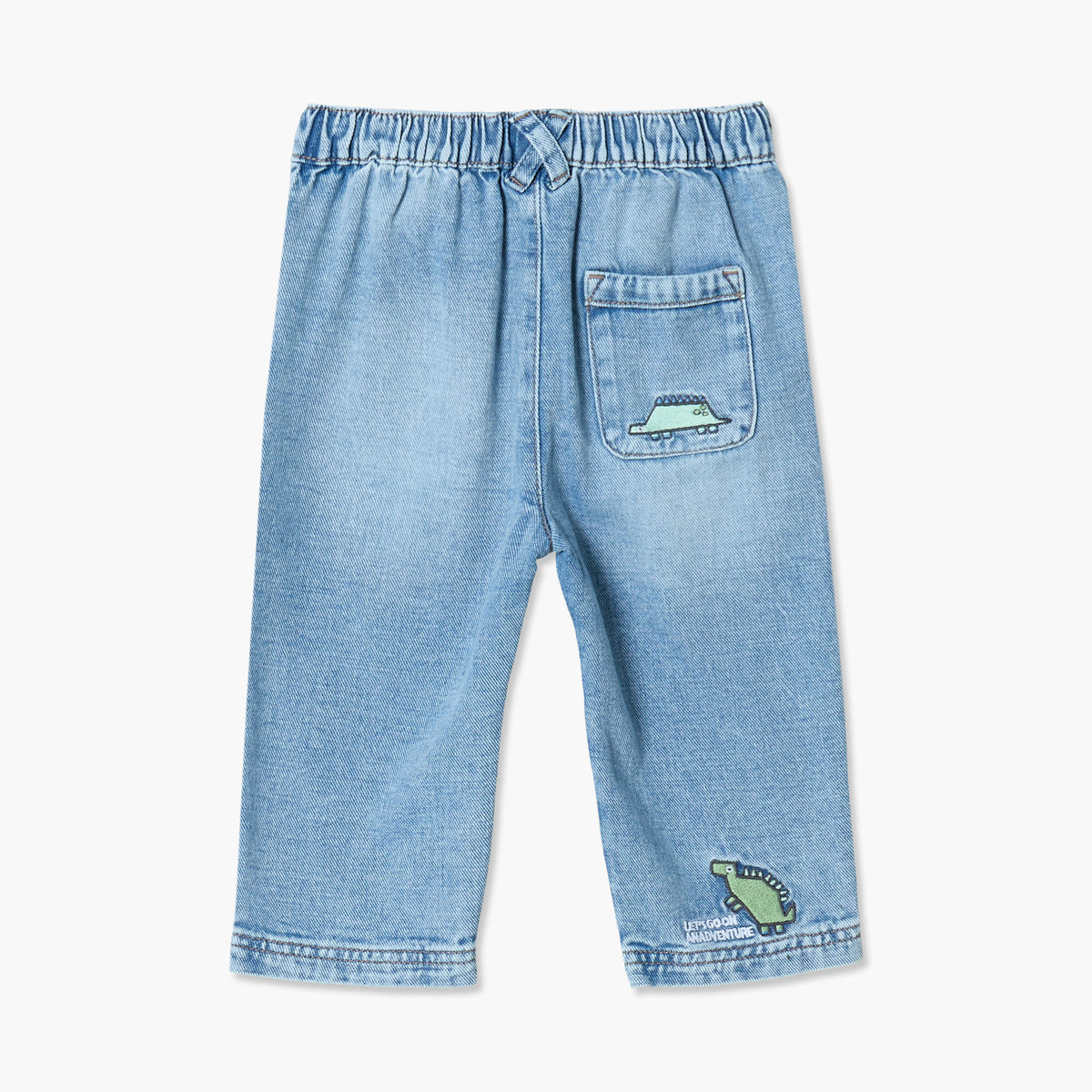 Juniors Jeans with Dinosaur Embroidery, Drawstring Waist