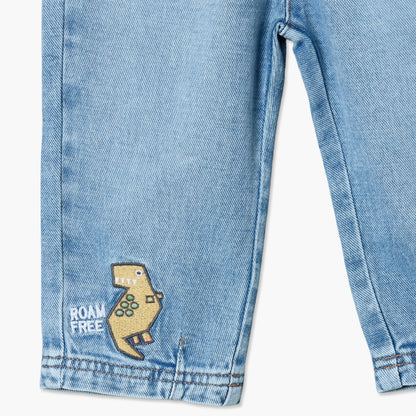 Juniors Jeans with Dinosaur Embroidery, Drawstring Waist