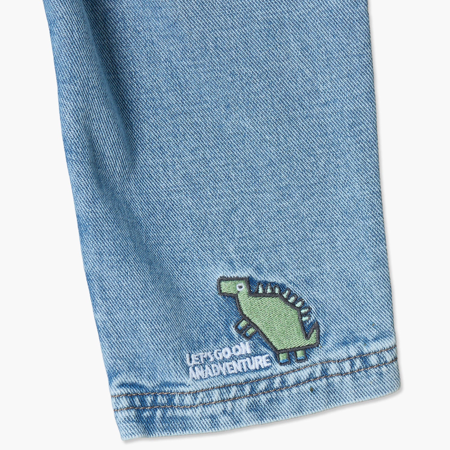 Juniors Jeans with Dinosaur Embroidery, Drawstring Waist