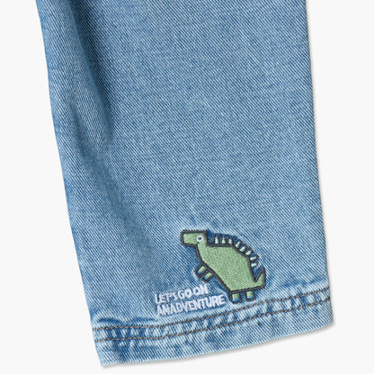 Juniors Jeans with Dinosaur Embroidery, Drawstring Waist