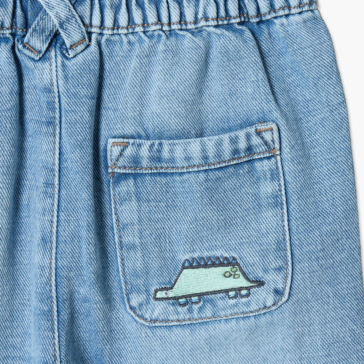 Juniors Jeans with Dinosaur Embroidery, Drawstring Waist