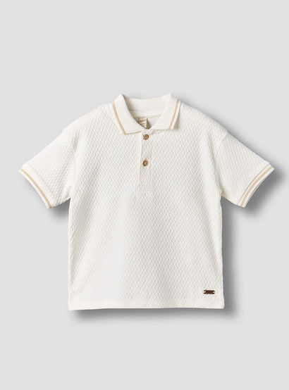Giggles Collared Short Sleeves Polo T-shirt with Textured Design-baby-boys-clothing-shirts-image-1