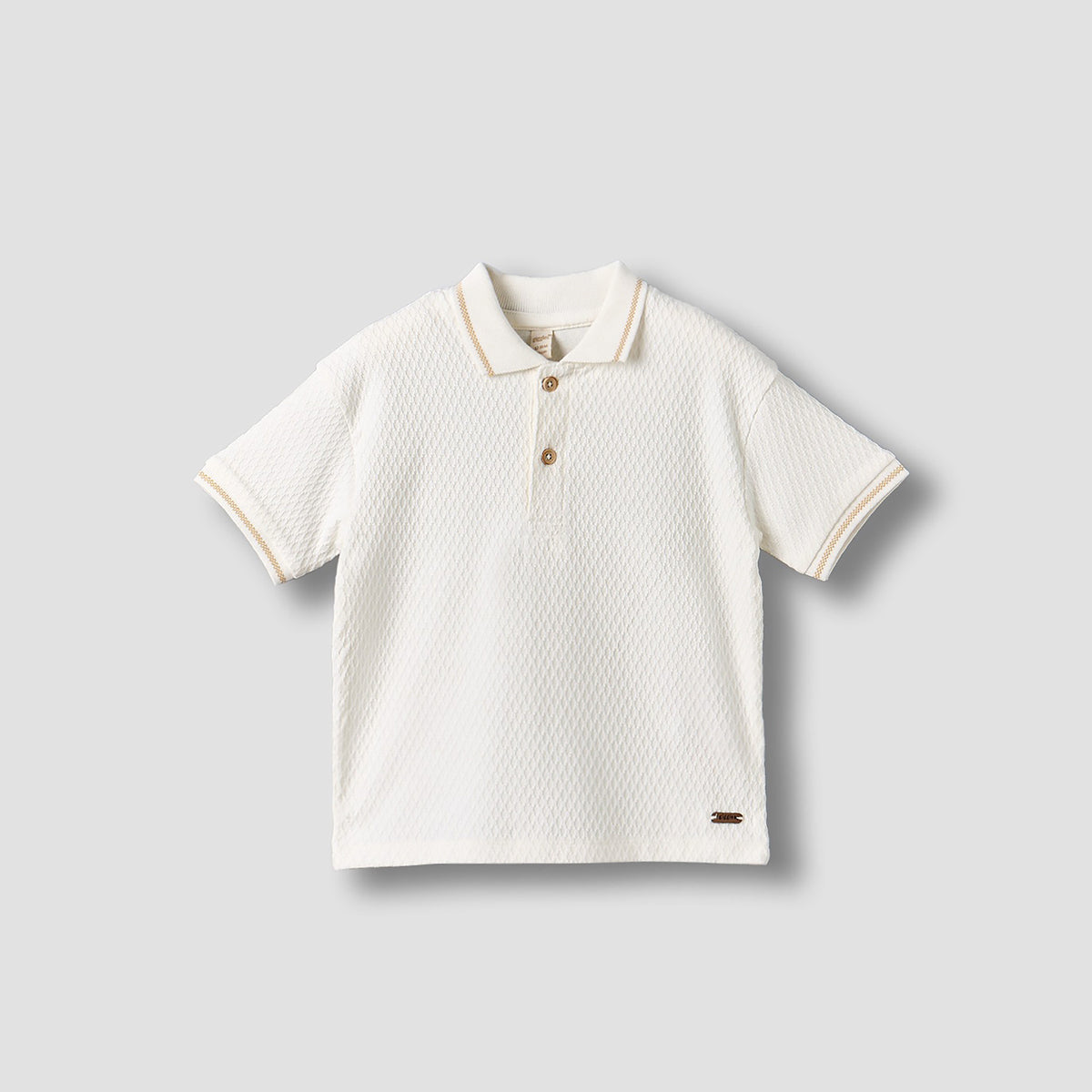 Giggles Collared Short Sleeves Polo T-shirt with Textured Design