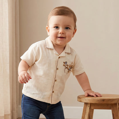 Giggles Short Sleeves Shirt with Embroidery