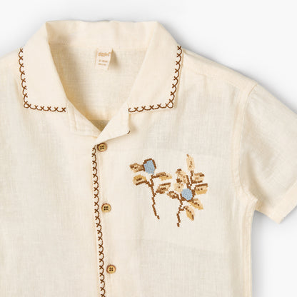 Giggles Short Sleeves Shirt with Embroidery