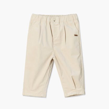 Giggles Trousers with Pleats, Elasticated Waist - Beige / 24-36 mths