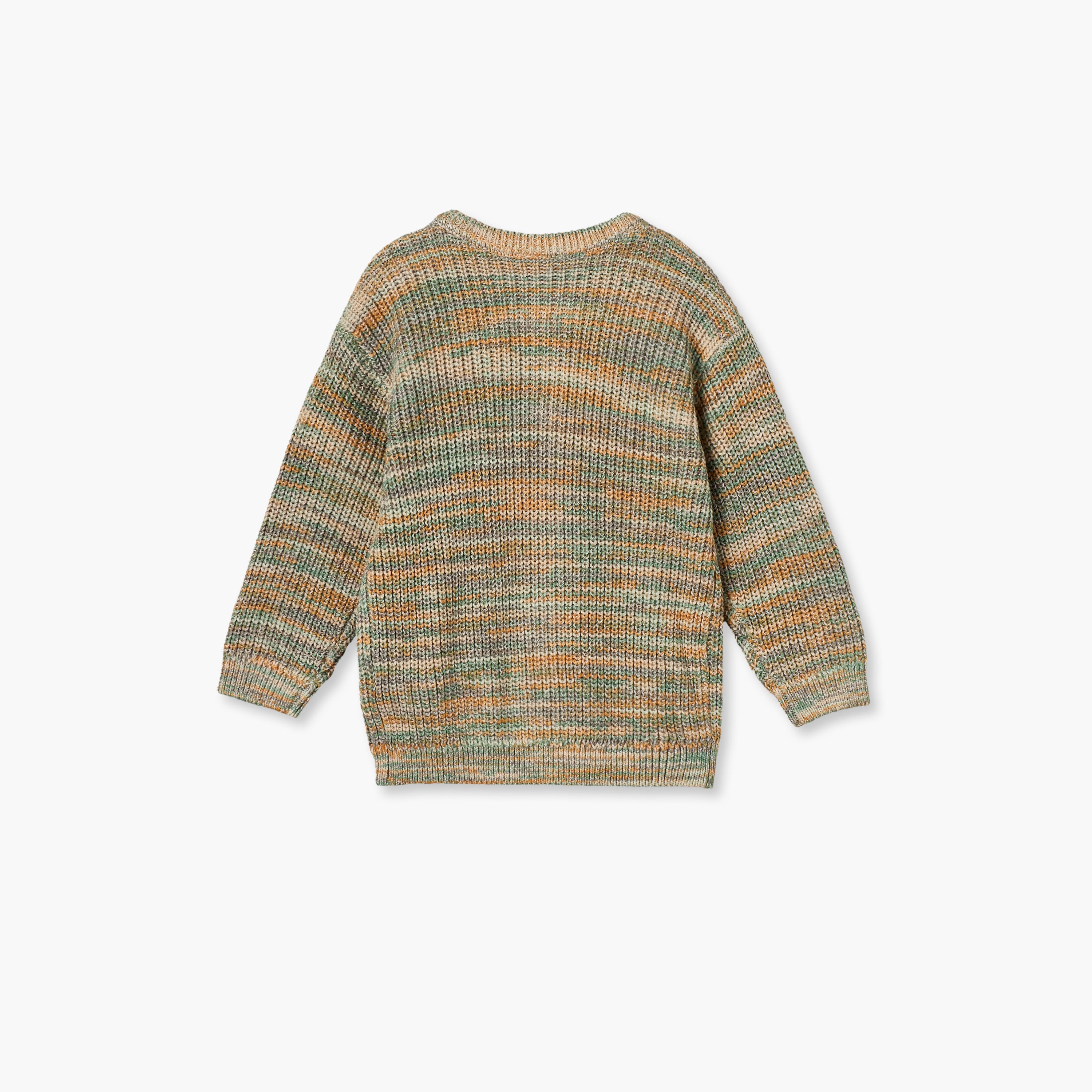 Giggles Crew Neck Cardigan with Button Closure