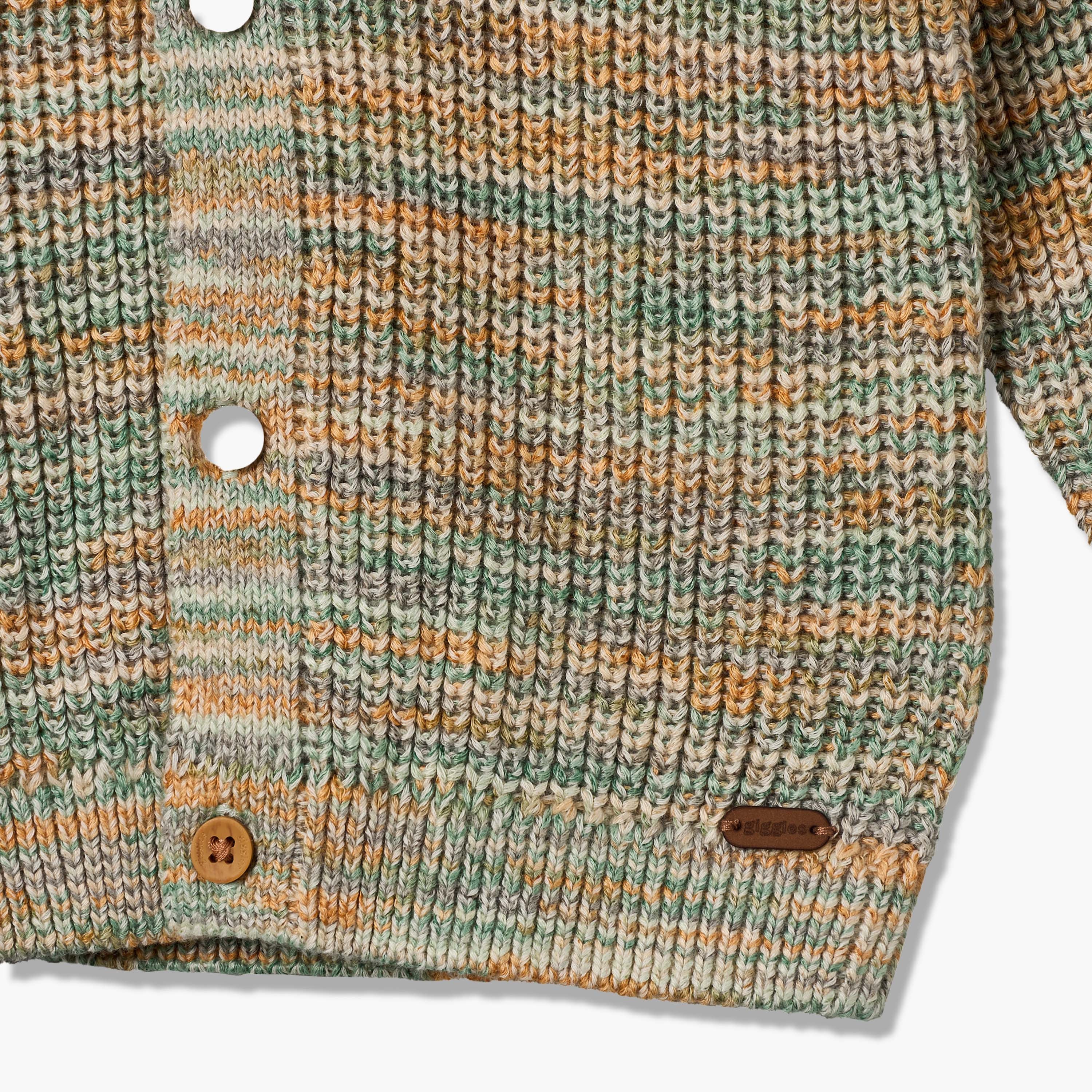 Giggles Crew Neck Cardigan with Button Closure