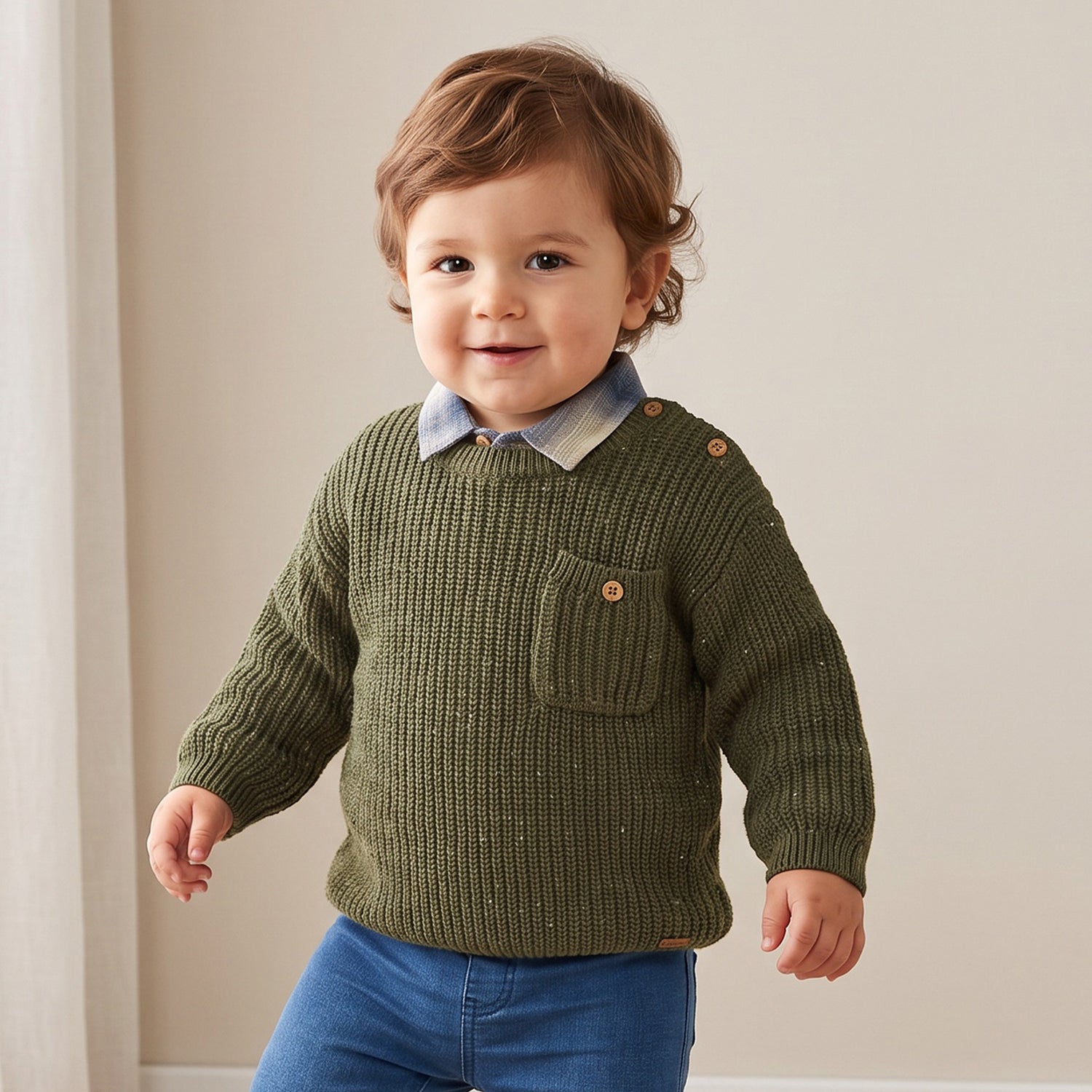 Giggles Collared Sweater with Pocket