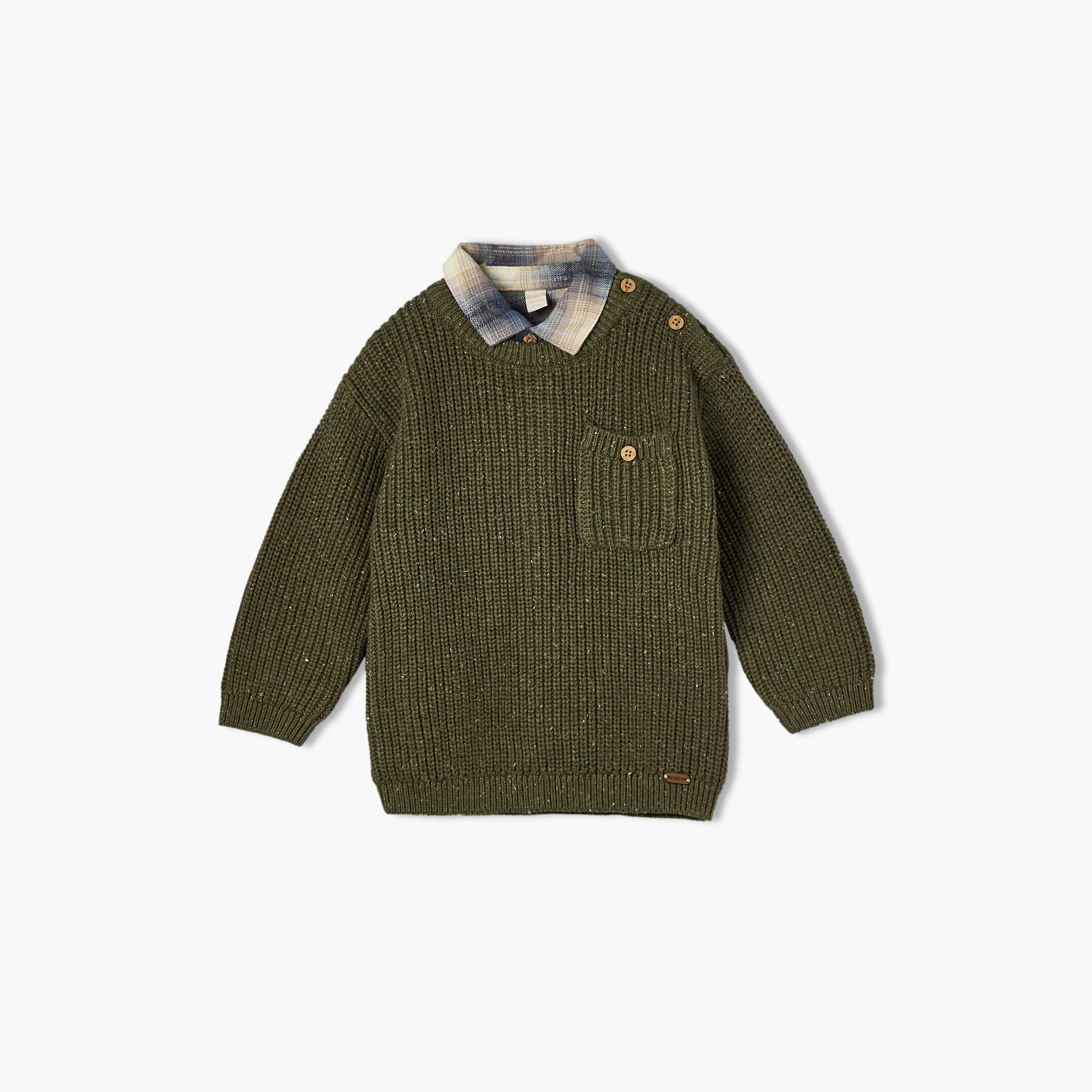 Giggles Collared Sweater with Pocket
