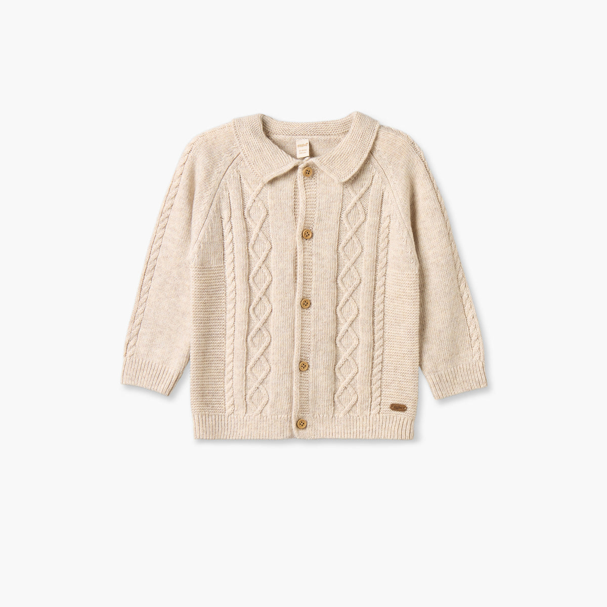 Giggles Collared Long Sleeves Cardigan and Jogger Set with Knitted Texture