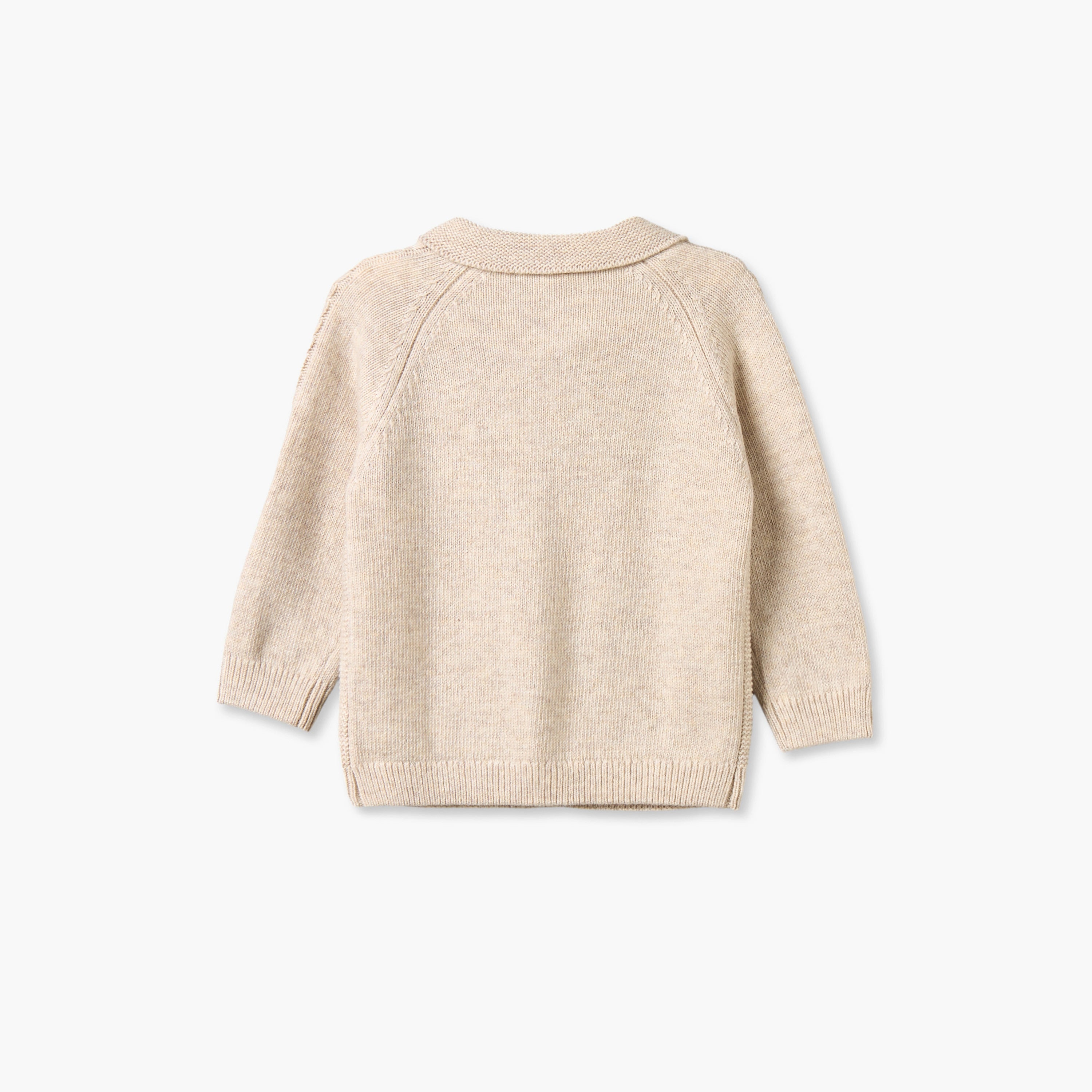 Giggles Collared Long Sleeves Cardigan and Jogger Set with Knitted Texture