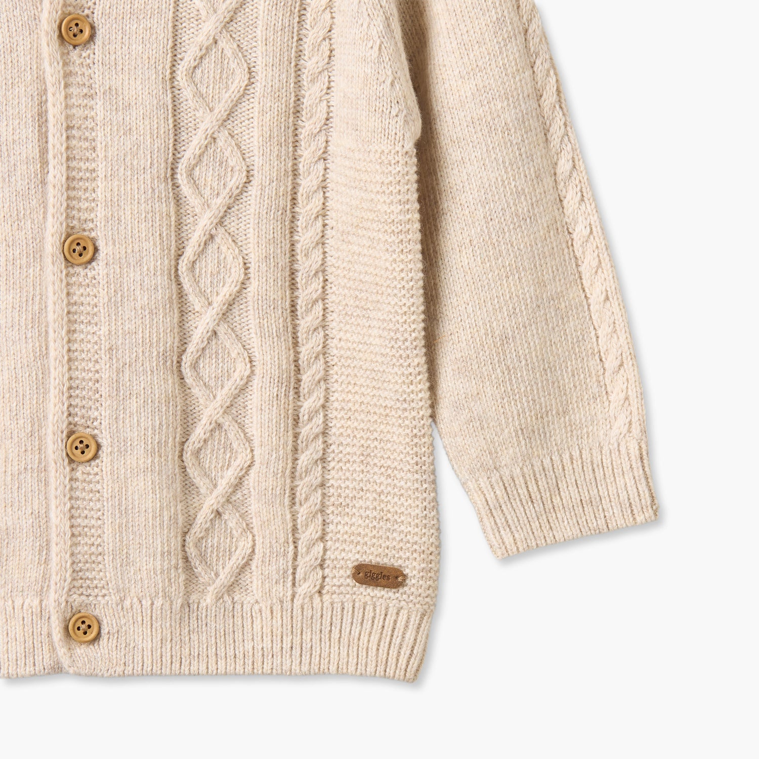 Giggles Collared Long Sleeves Cardigan and Jogger Set with Knitted Texture