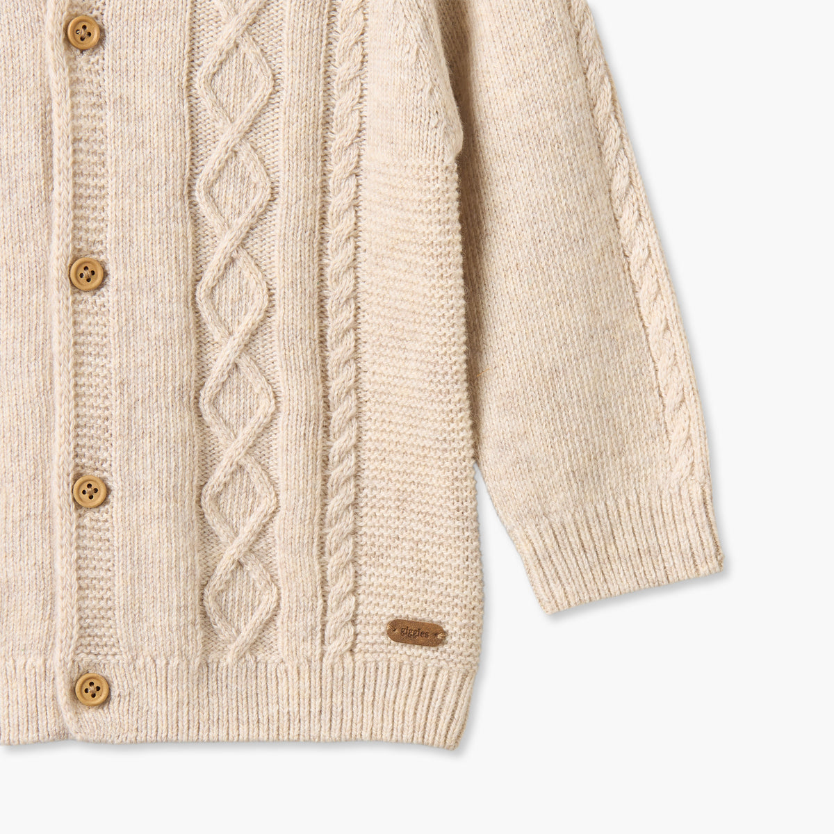Giggles Collared Long Sleeves Cardigan and Jogger Set with Knitted Texture