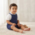 Giggles Crew Neck Short Sleeves T-shirt and Dungaree Set with Button Closure - Blue / 12-18 mths