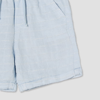 Giggles Collared Short Sleeves T-shirt and Shorts Set with Striped Design