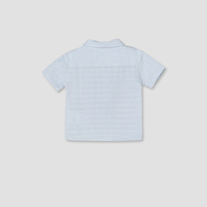 Giggles Collared Short Sleeves T-shirt and Shorts Set with Striped Design