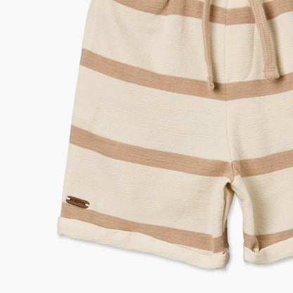 Giggles Henley Neck Short Sleeves T-shirt and Shorts Set with Stripes