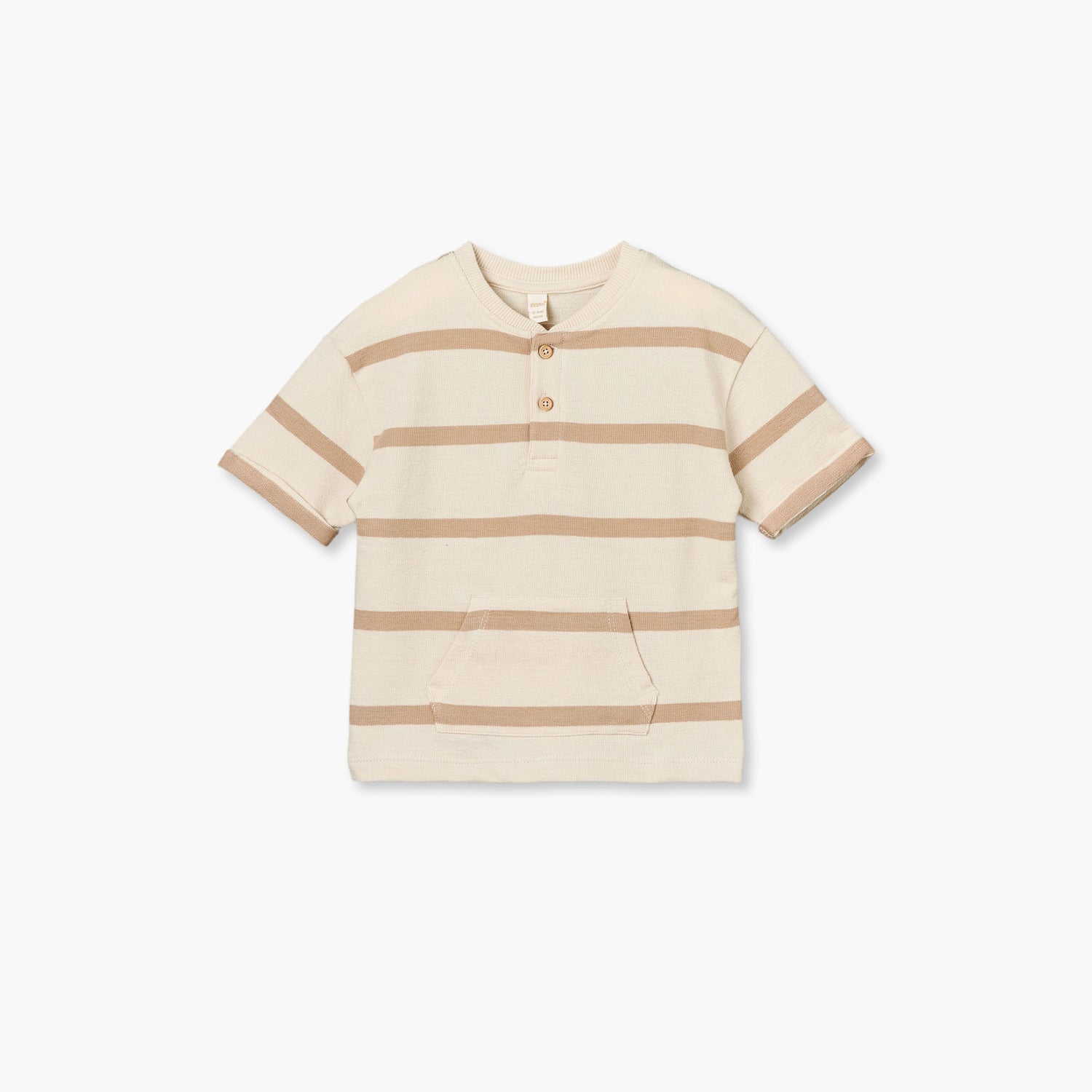Giggles Henley Neck Short Sleeves T-shirt and Shorts Set with Stripes