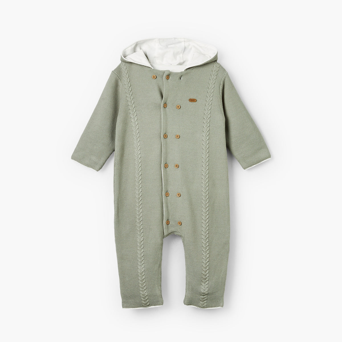 Giggles Hooded Long Sleeves Romper with Button Closure