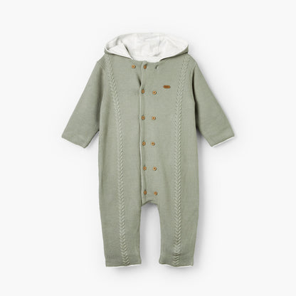 Giggles Hooded Long Sleeves Romper with Button Closure
