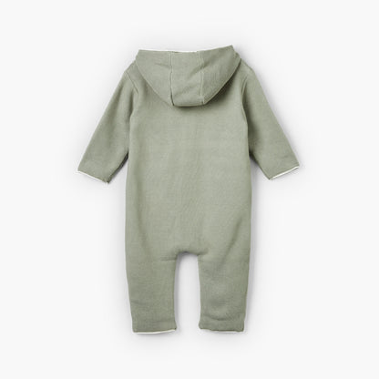 Giggles Hooded Long Sleeves Romper with Button Closure