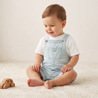 Lee Cooper Crew Neck Short Sleeves T-shirt and Dungaree Set with Stripes-undefined-image-1