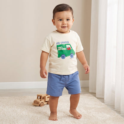 Lee Cooper Crew Neck Short Sleeves T-shirt and Shorts Set with Graphic Print - Blue / 24-36 mths